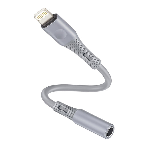 Adaptor Lightning la jack 3,5 mm, silicon flexibil, gri – Techsuit AC2 – imagine 2