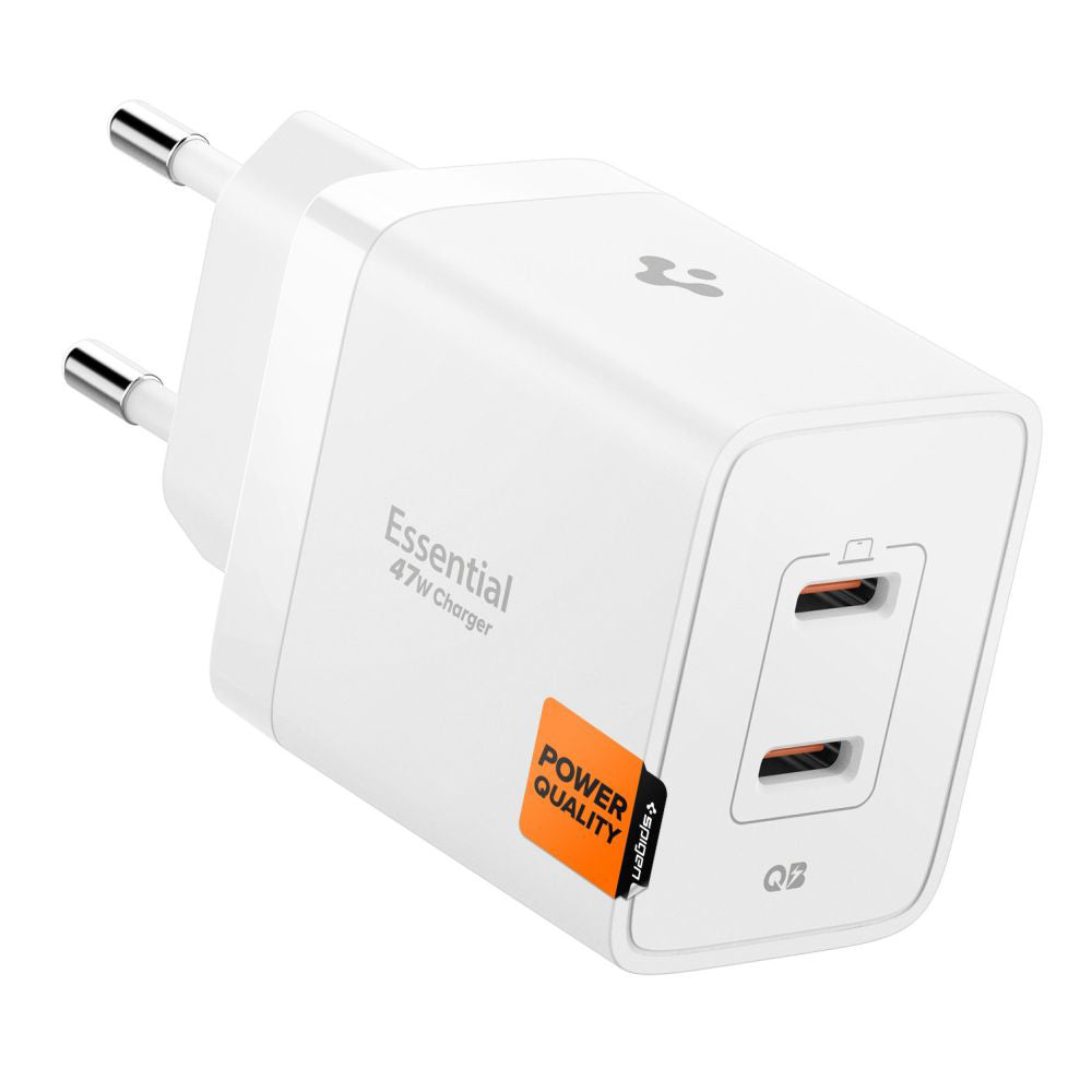 Încărcător Spigen Essential EE472EU GaN 2x USB-C 47W – Alb – imagine 4