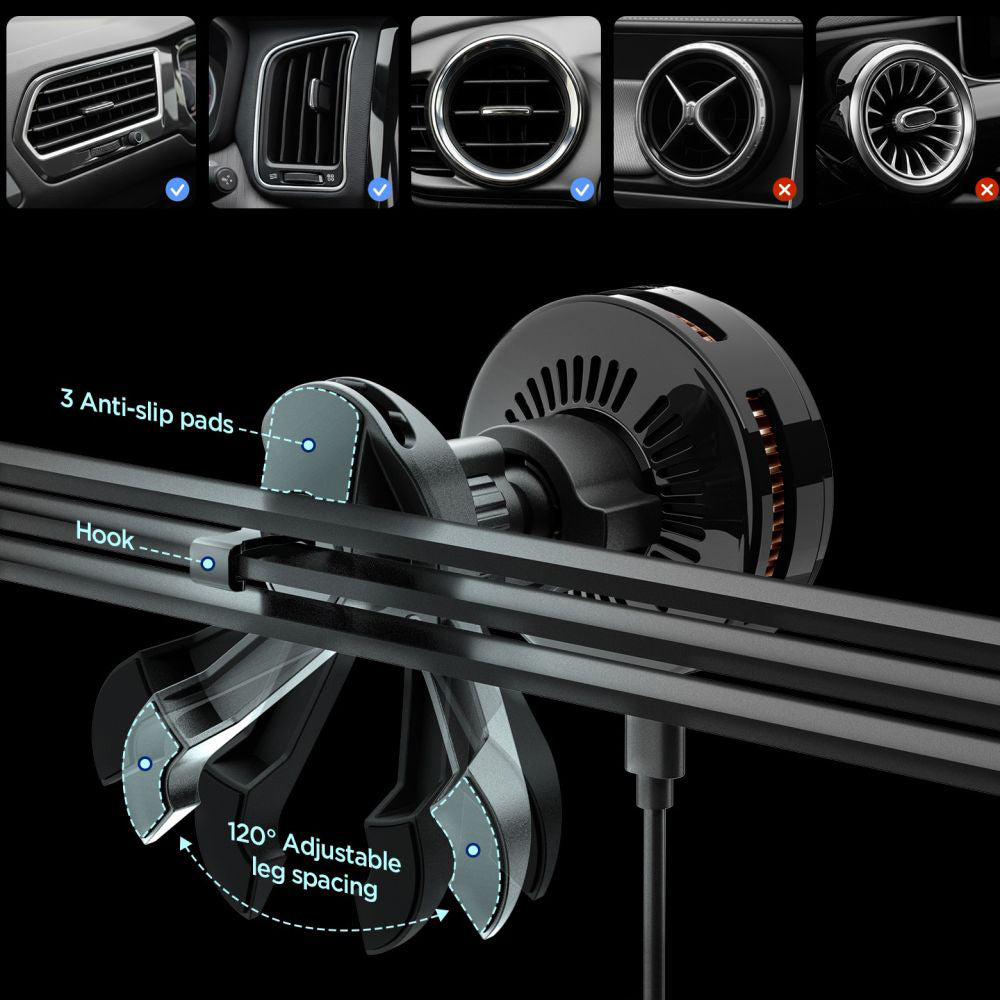 Suport auto Spigen Essential EV25MFAQ Qi2.2 25W MagSafe – imagine 4