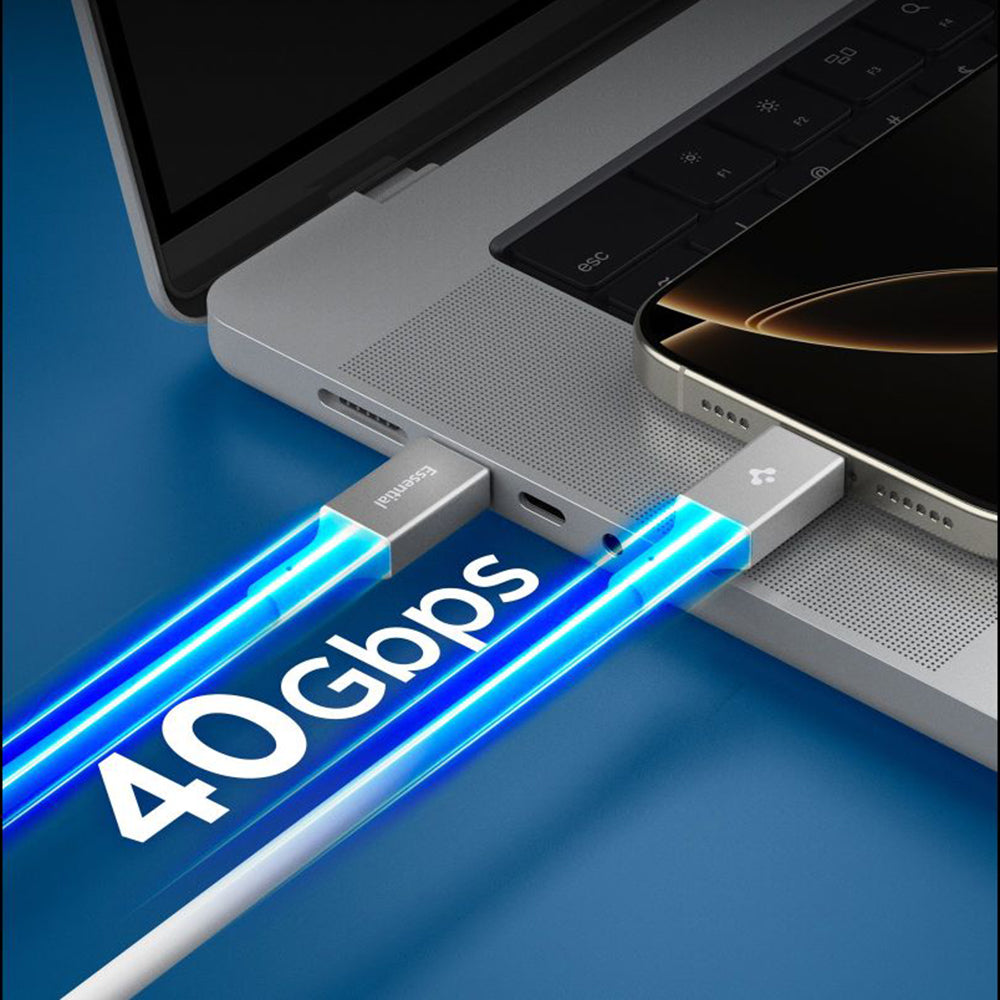 Cablu Spigen Essential EB24015CC USB-C 240W 40Gbps – Alb – imagine 9