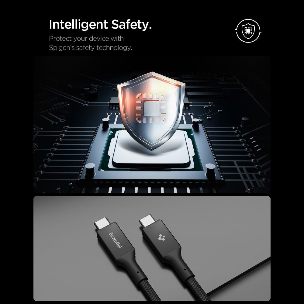 Cablu Spigen Essential EB24015CC USB-C 240W 40Gbps – Negru – imagine 3