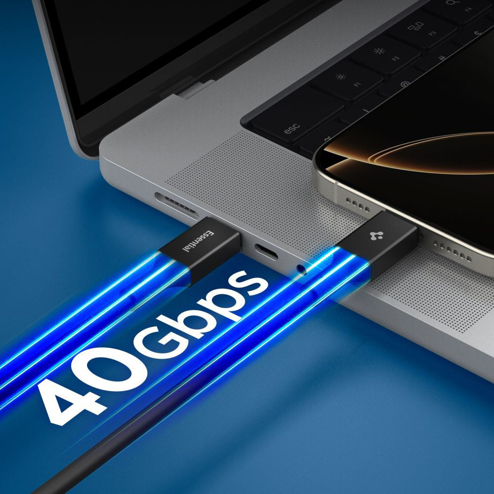 Cablu Spigen Essential EB24015CC USB-C 240W 40Gbps – Negru – imagine 4