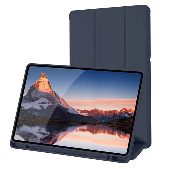 Husă tip carte cu suport stylus Techsuit Flex Trifold pentru Samsung Galaxy Tab S6 Lite (2020/2022/2024) – albastru închis