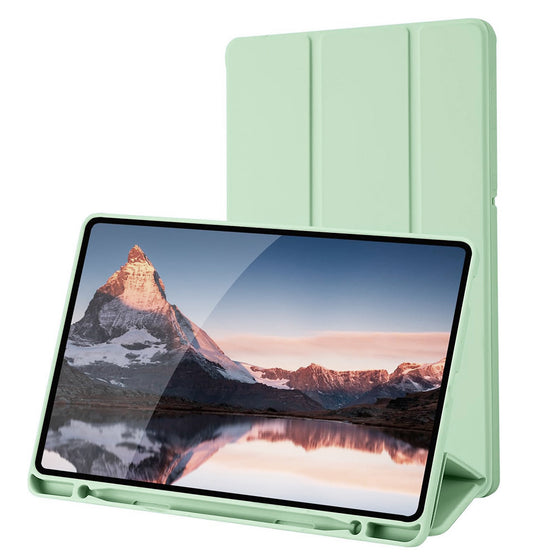 Husă tip carte cu suport stylus Techsuit Flex Trifold pentru Samsung Galaxy Tab S6 Lite (2020/2022/2024) – verde matcha