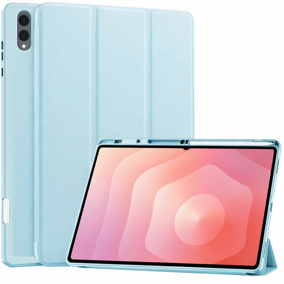 Husă tip carte cu suport stylus Techsuit Flex Trifold pentru Samsung Galaxy Tab S11 Ultra / Tab S12 Ultra – bleu