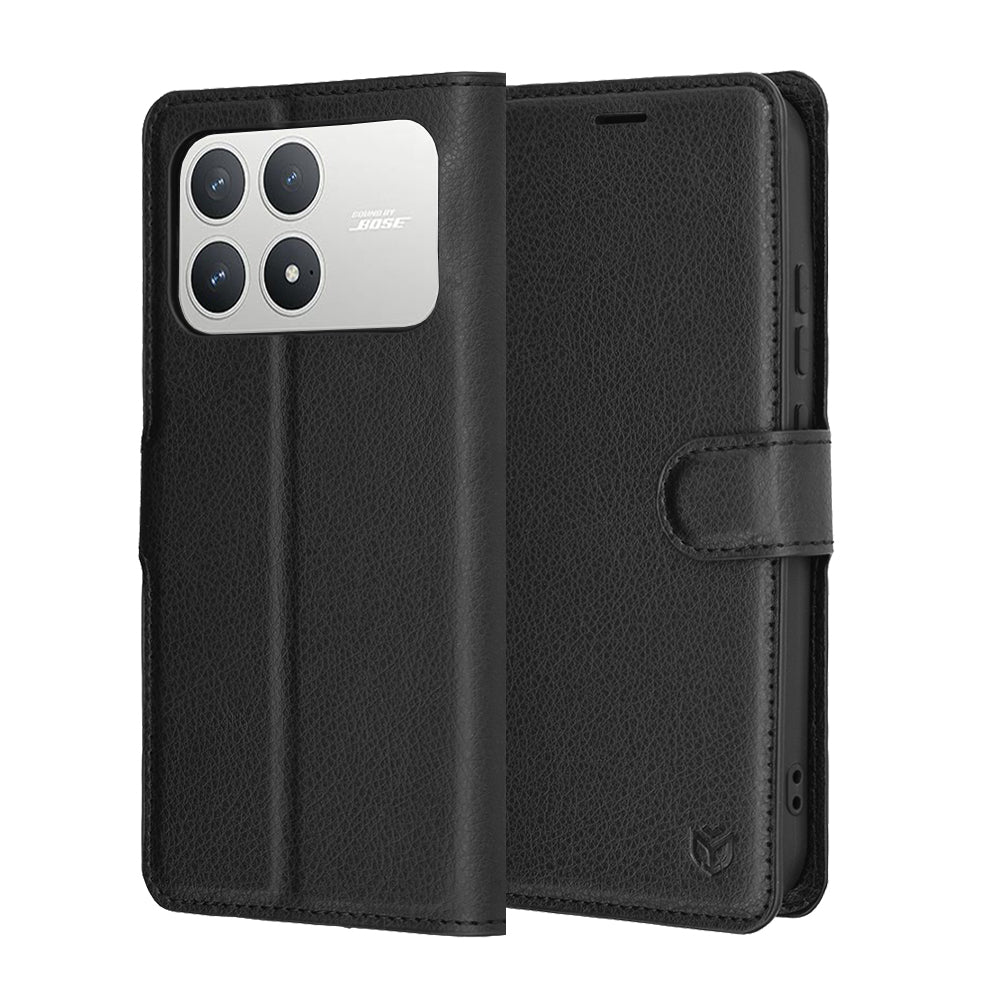 Husă Xiaomi Poco F8 Pro tip portofel Techsuit Leather Folio, negru – imagine 1