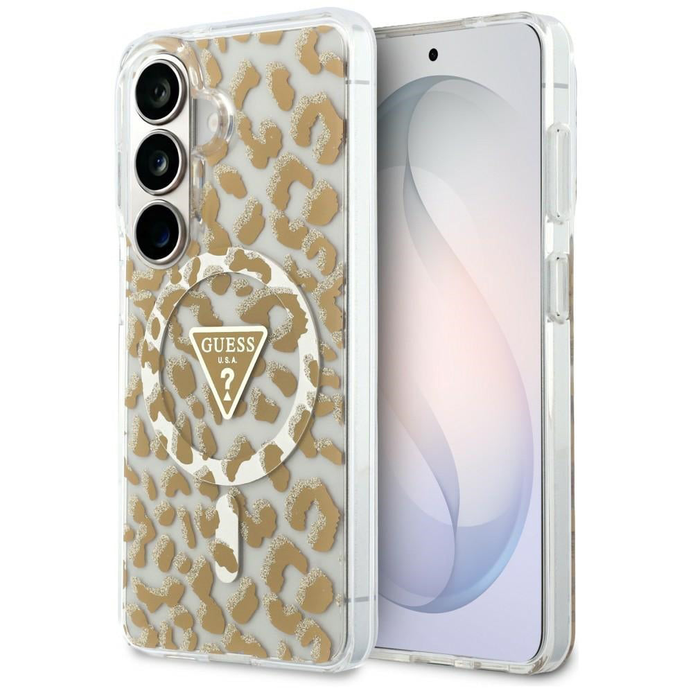 Husă Guess Samsung Galaxy S26 IML Leopard Print Triangle MagSafe, maro – imagine 6