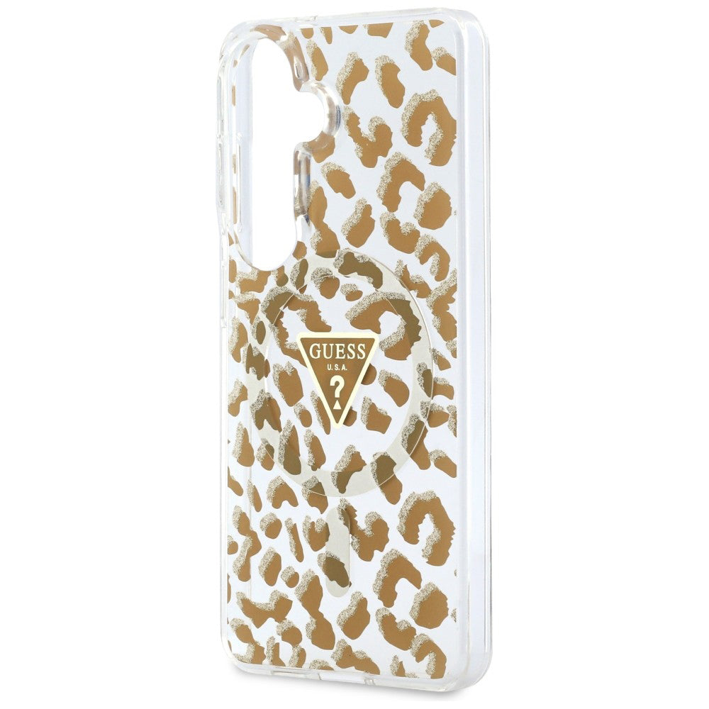 Husă Guess Samsung Galaxy S26 IML Leopard Print Triangle MagSafe, maro – imagine 3