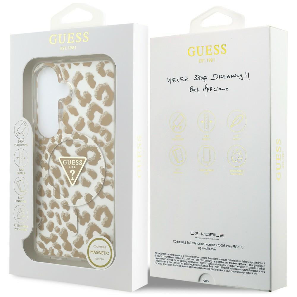 Husă Guess Samsung Galaxy S26 IML Leopard Print Triangle MagSafe, maro – imagine 7