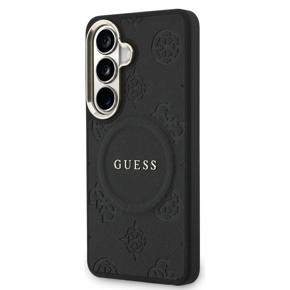 Husă Guess Samsung Galaxy S26 Saffiano Peony Embossed Ring, negru – imagine 3