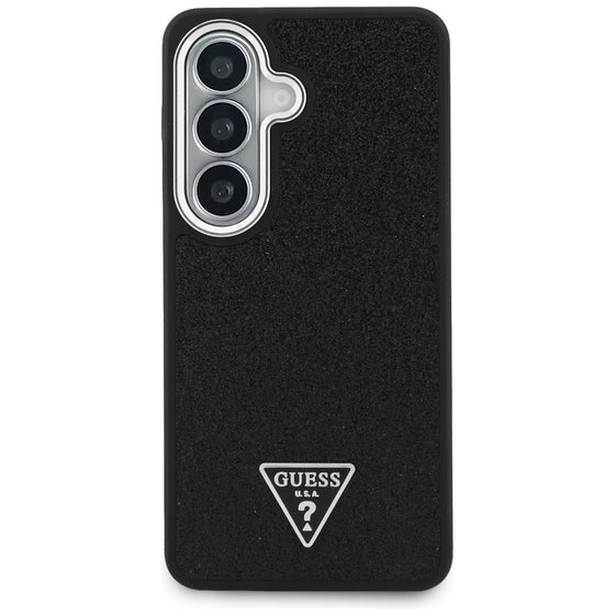 Husă Guess Fixed Glitter Triangle Logo MagSafe pentru Samsung Galaxy S26 Plus – negru