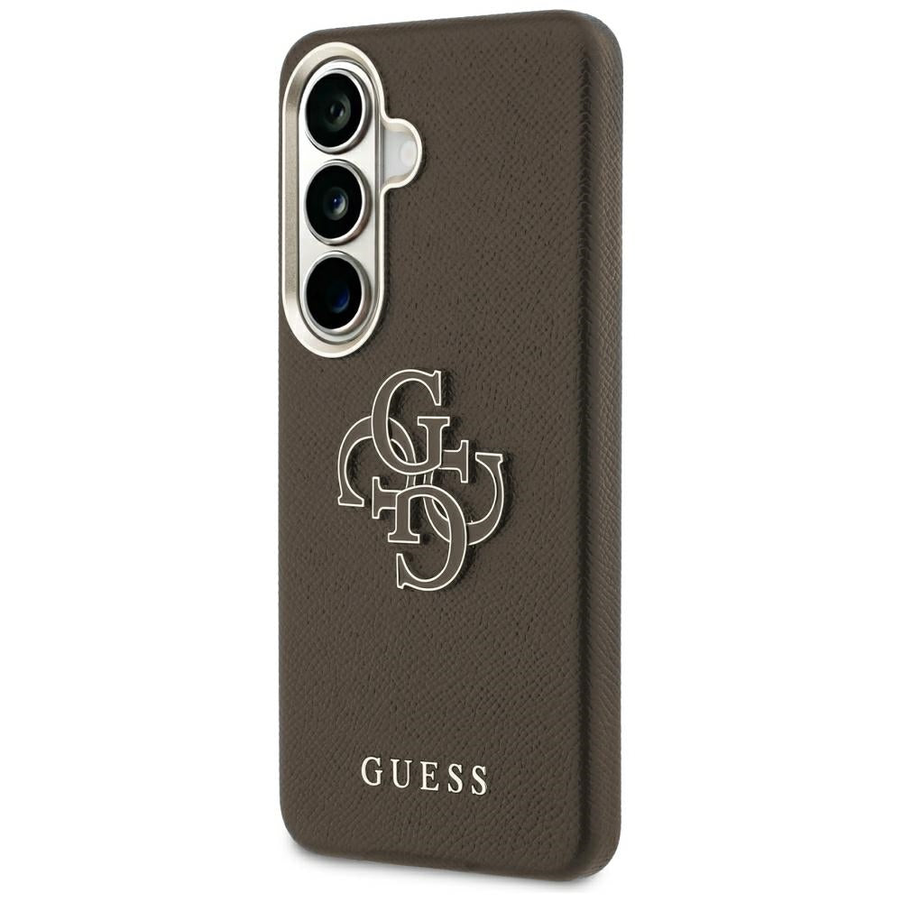 Husă Guess Samsung Galaxy S26 Plus Grained Big 4G Metal Logo, maro – imagine 2