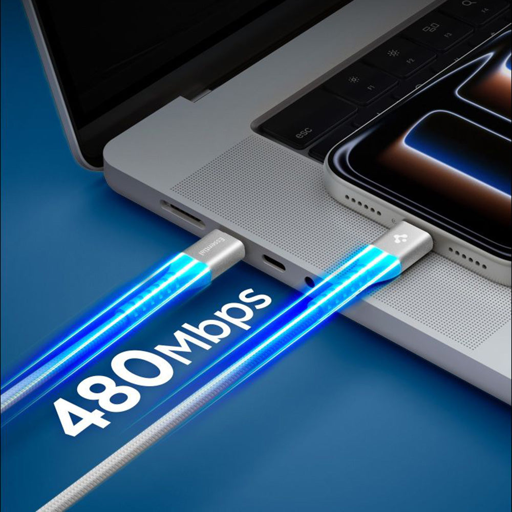 Cablu Spigen Essential EB10010CCA USB-C 100W 1 m – Alb – imagine 10