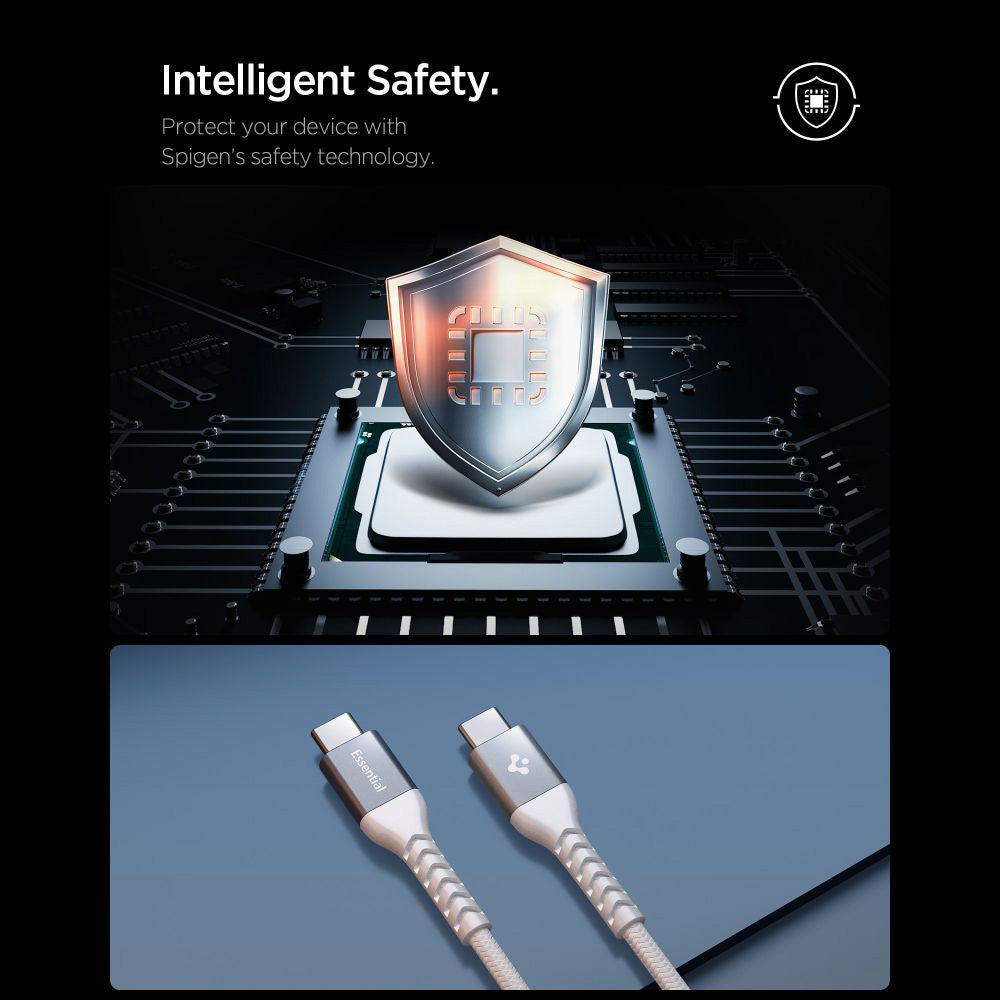 Cablu Spigen Essential EB10010CCA USB-C 100W 1 m – Alb – imagine 14