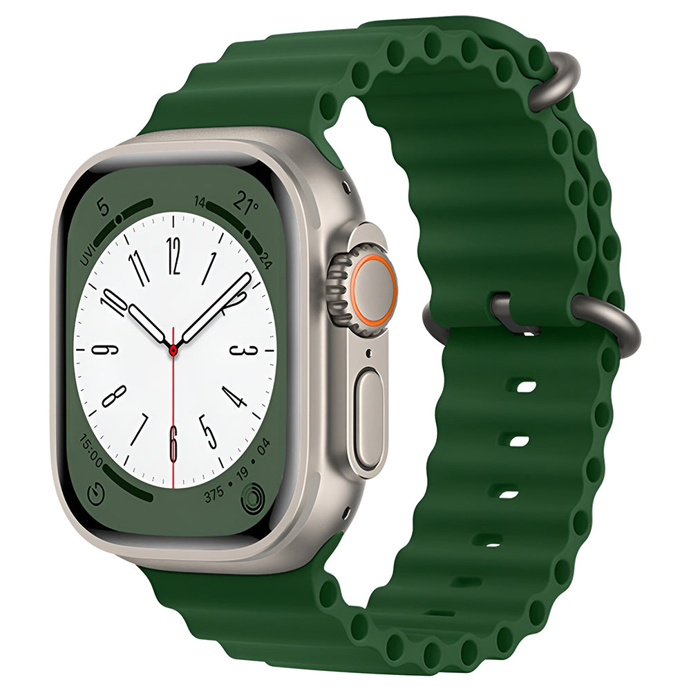 Curea Apple Watch 42 / 44 / 45  Techsuit W038, silicon, verde militar – imagine 1