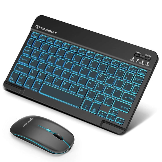 Set tastatură și mouse wireless Techsuit AirCombo WKM1, Bluetooth, RGB 7 culori, 1600 DPI, Type-C – negru