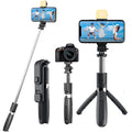 Selfie stick cu trepied și lumină, 104 cm, negru – Techsuit L02s – imagine 1