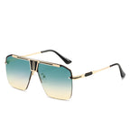Ochelari de soare oversized bărbați, ramă aluminiu, UV – Techsuit 2576 – Auriu / verde-maro – imagine 8