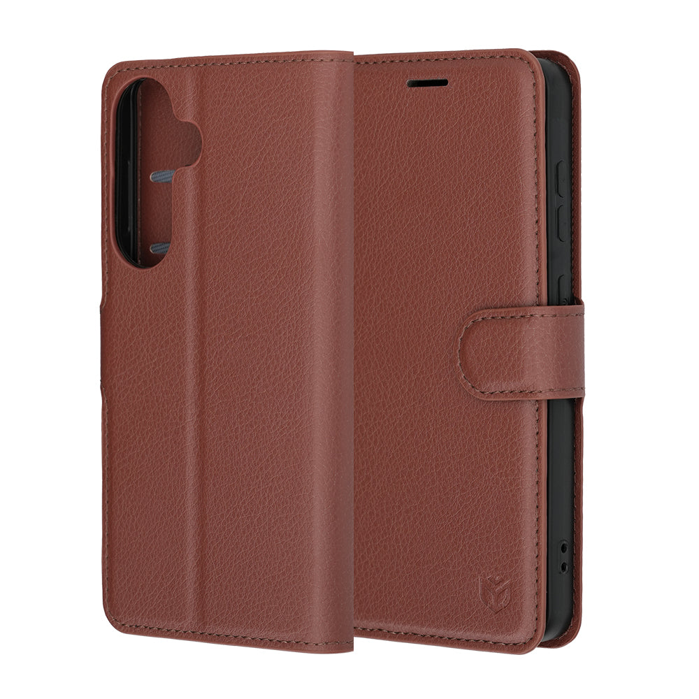 Husă portofel Techsuit Leather Folio Galaxy S26 – Maro – imagine 4