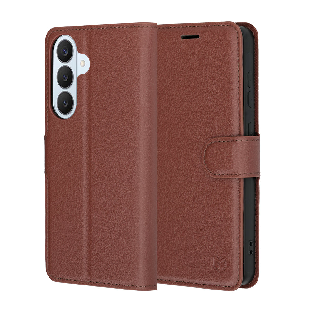 Husă portofel Techsuit Leather Folio Galaxy S26 – Maro – imagine 1