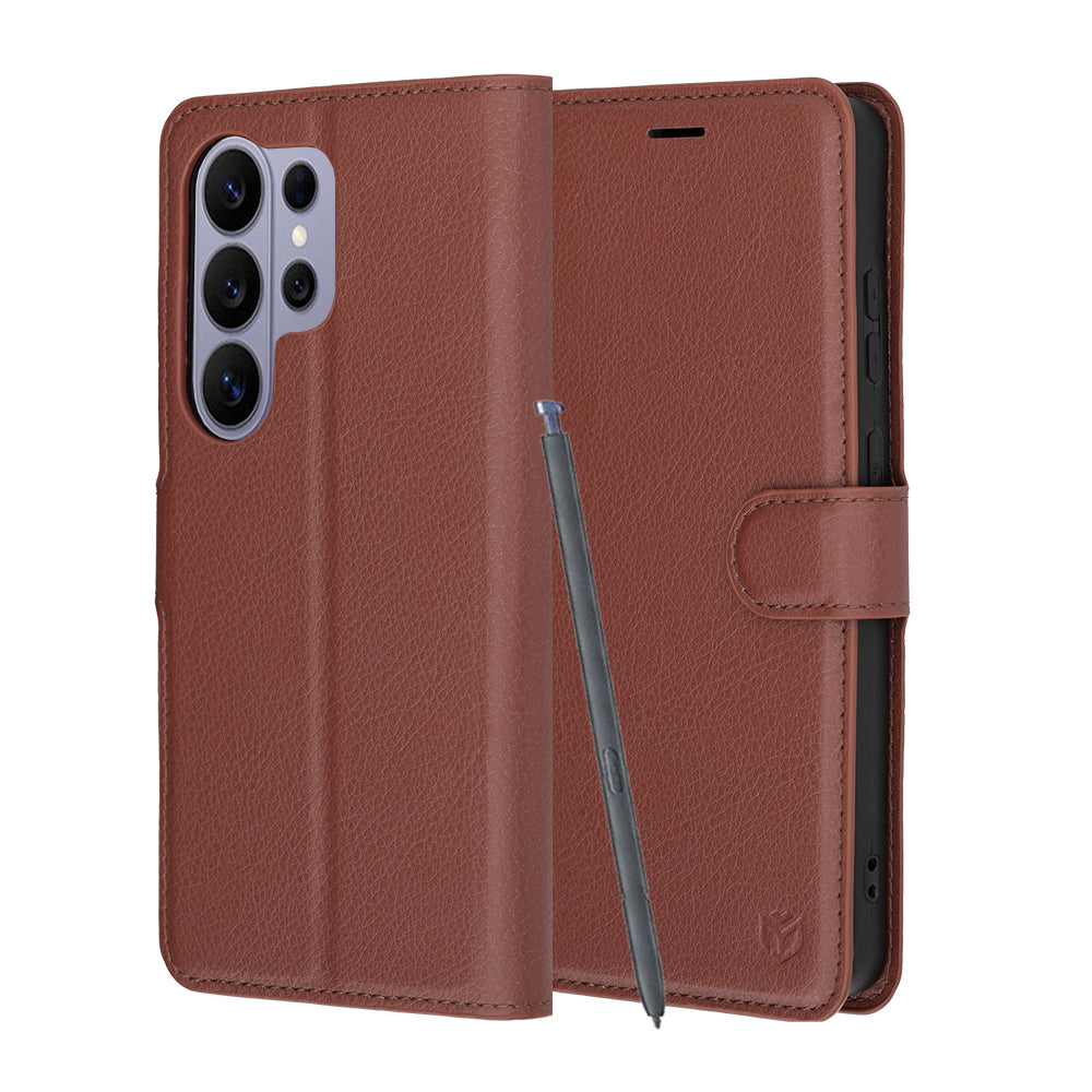 Husă portofel Techsuit Leather Folio Galaxy S26 Ultra – Maro – imagine 1