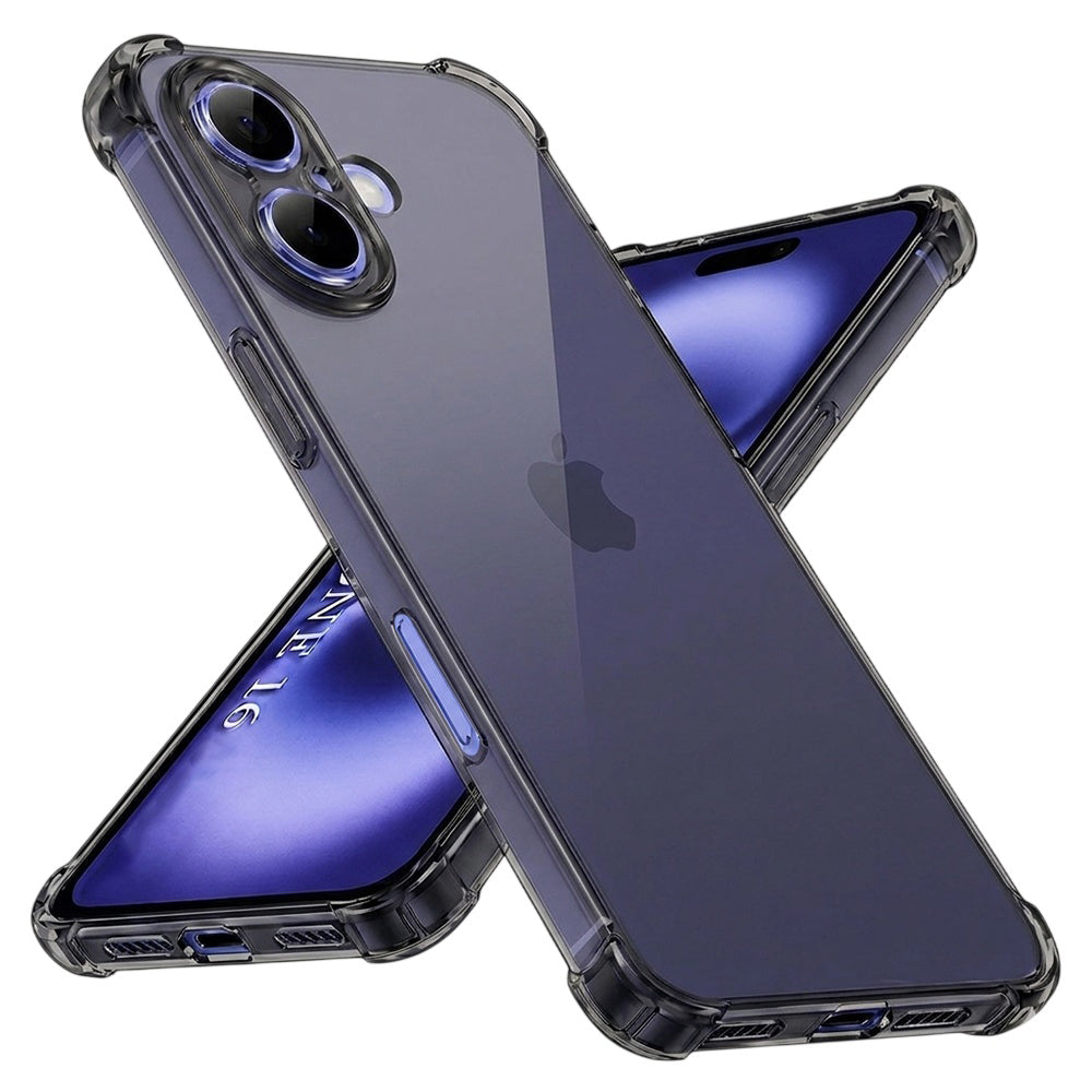 Husă transparentă Techsuit Shockproof Clear Silicone iPhone 16 – Negru fumuriu – imagine 1