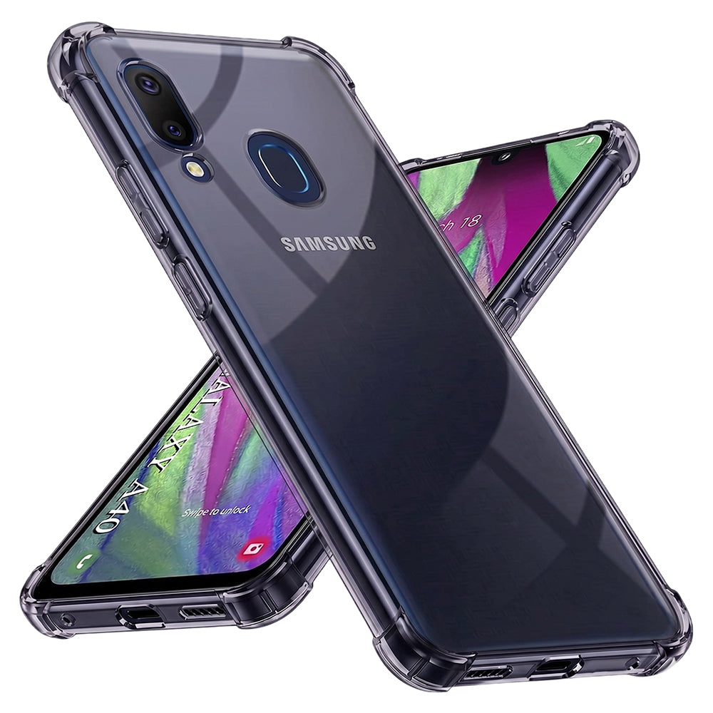 Husă transparentă Techsuit Shockproof Clear Silicone Galaxy A40 – Negru fumuriu – imagine 2