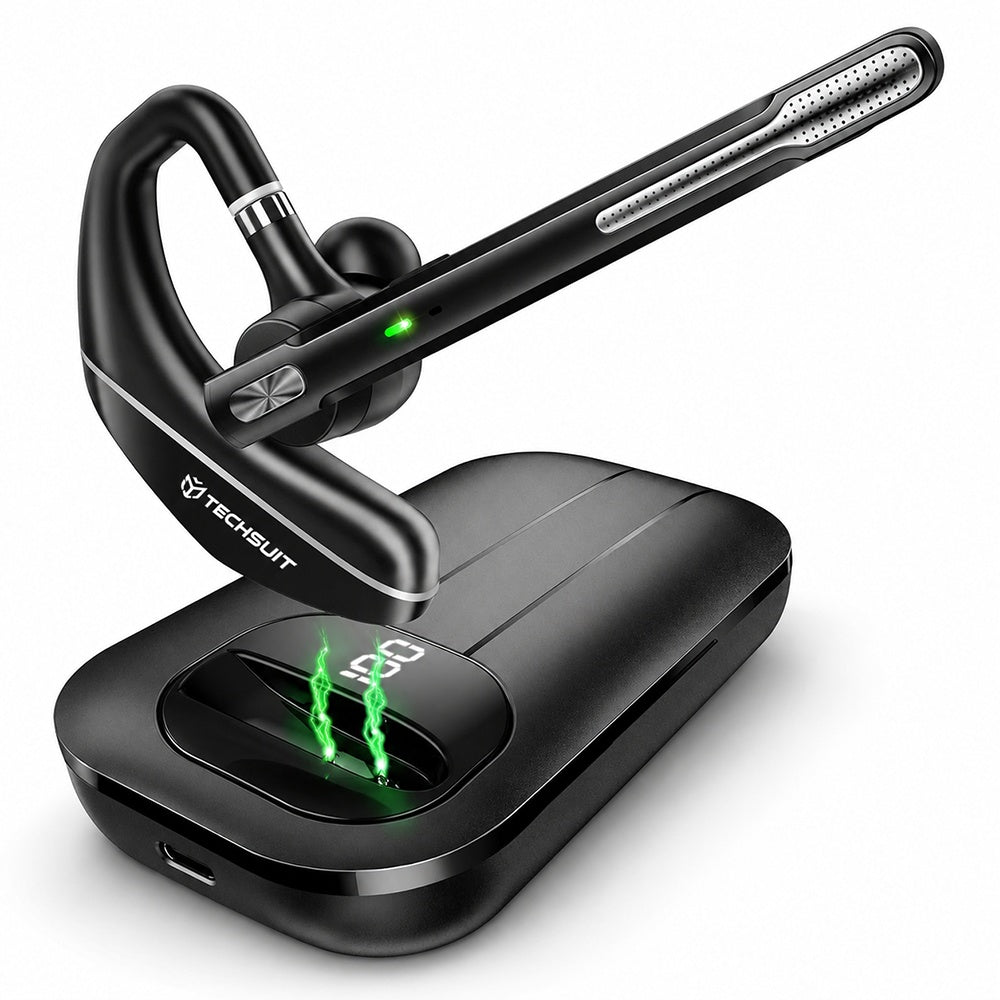 Cască Bluetooth hands-free, BT 5.3, dual-mic ENC, negru – Techsuit A6L – imagine 1