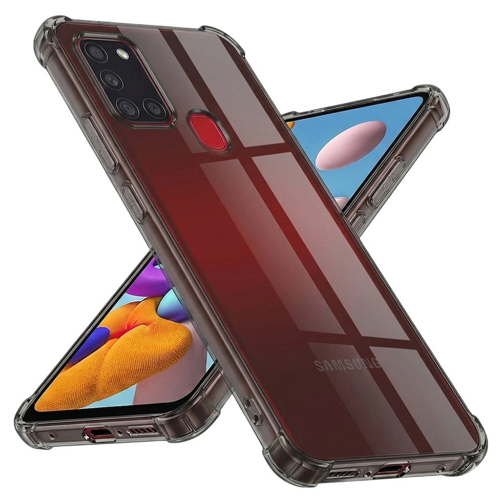 Husă transparentă Techsuit Shockproof Clear Silicone Galaxy A21s – Negru fumuriu – imagine 2