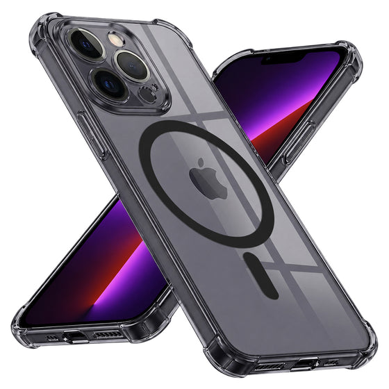 Husă transparentă Techsuit Shockproof Clear Silicone MagSafe pentru iPhone 13 Pro – negru fumuriu