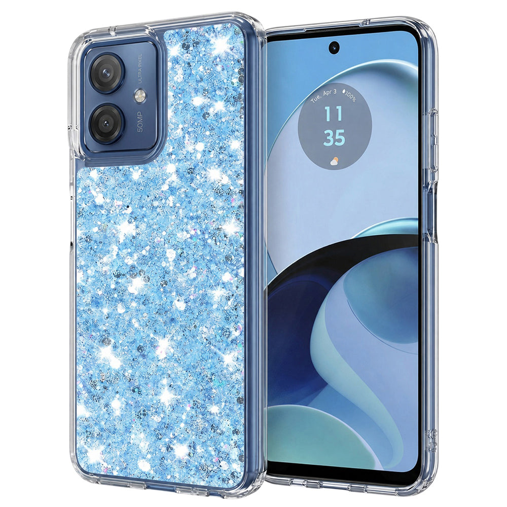 Husă Motorola Moto G14 cu sclipici Techsuit Sparkly Glitter, albastru – imagine 1