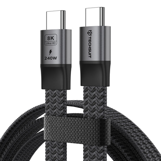 Cablu de date Techsuit ElysiumSync Pro CX1, USB4, 40 Gbps, PD 240W, 8K@60Hz, 1 m – gri