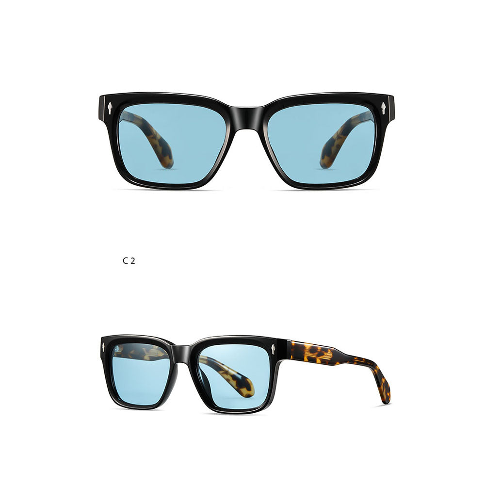 Ochelari soare polarizați bărbați, flat-top vintage – Techsuit 31246 – Imprimeu maro / albastru – imagine 1