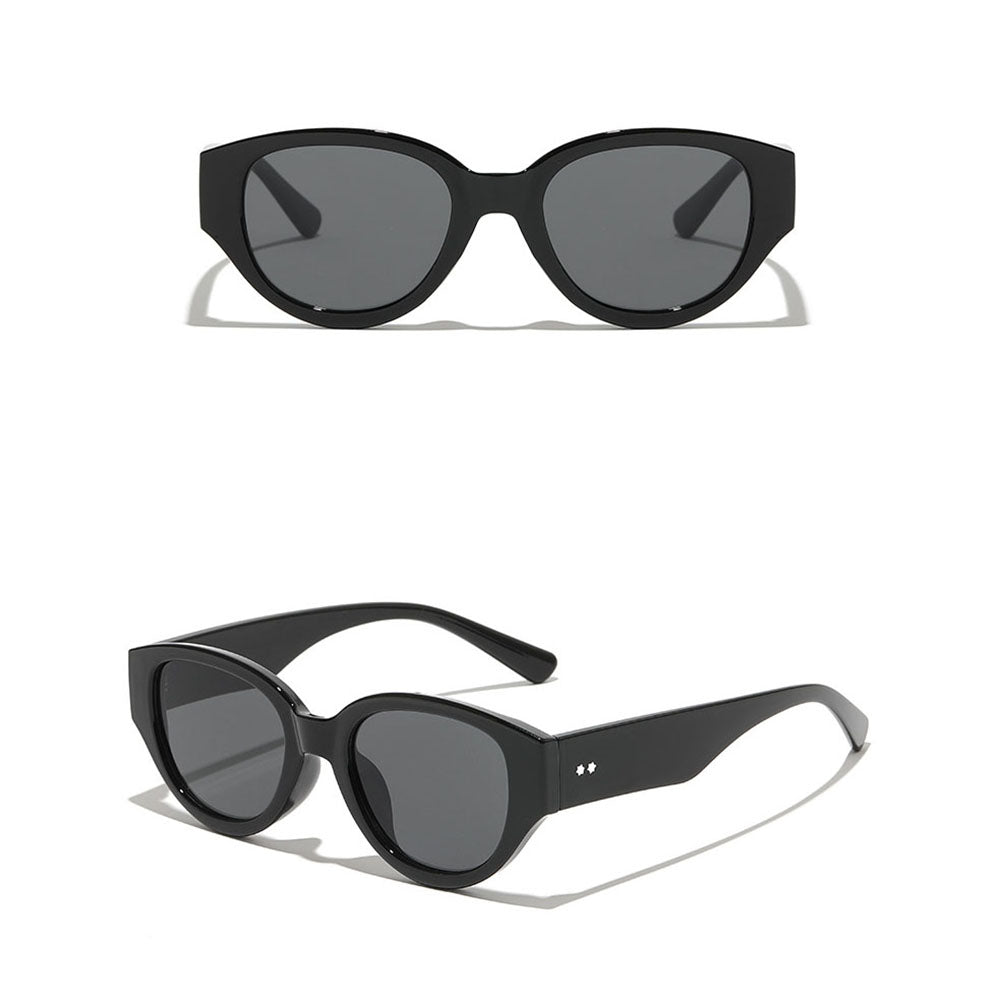 Ochelari soare femei, ramă ovală mică stil anii 90 – Techsuit 17002 – Negru – imagine 2