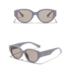 Ochelari soare femei, ramă ovală mică stil anii 90 – Techsuit 17002 – Gri / maro deschis – imagine 5