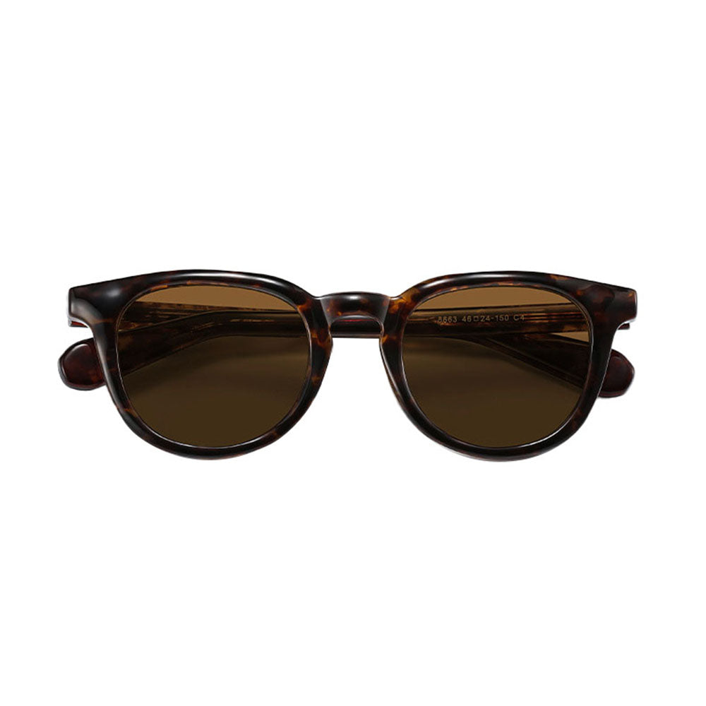 Ochelari soare polarizați bărbați, ramă rotundă – Techsuit 8663 – Maro schildpatt – imagine 3