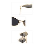 Ochelari soare femei, ramă hexagonală aurie, UV – Techsuit 6206 – Auriu / negru – imagine 3