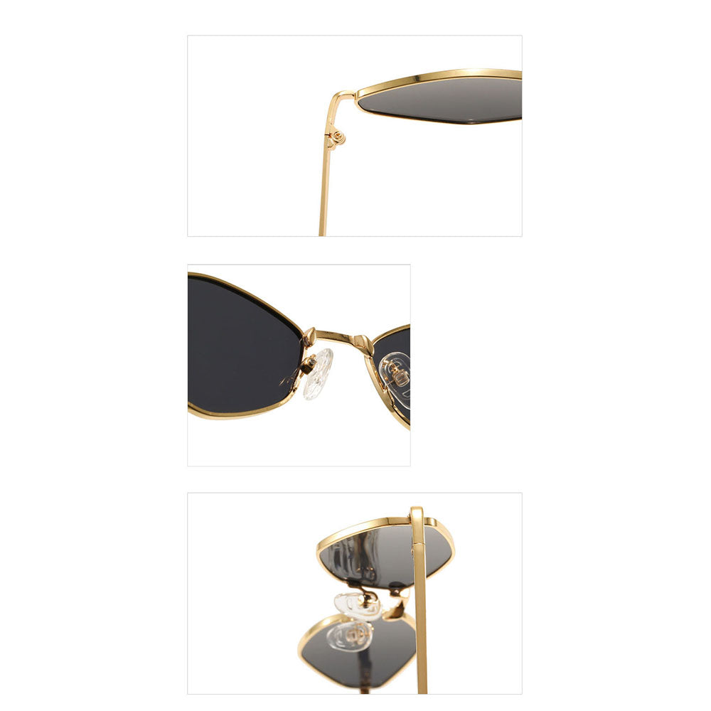 Ochelari soare femei, ramă hexagonală aurie, UV – Techsuit 6206 – Auriu / negru – imagine 3