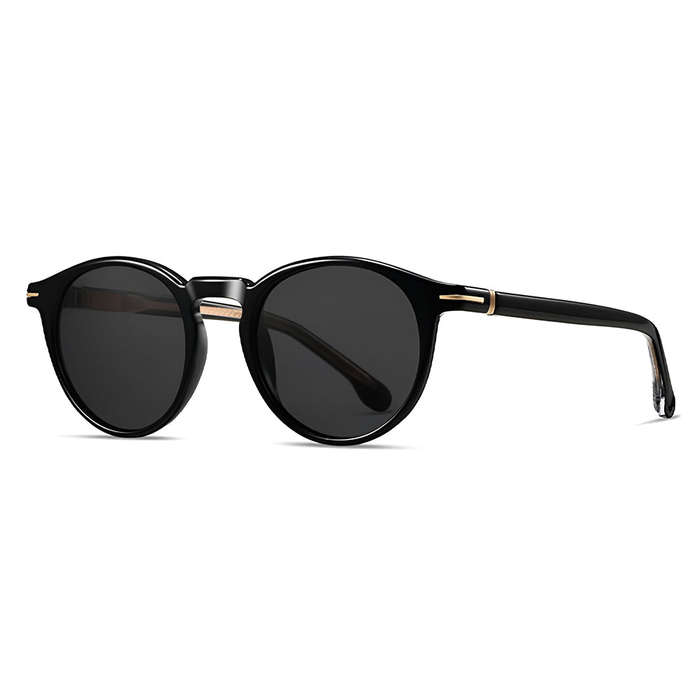 Ochelari de soare rotunzi polarizați bărbați, TR90 – Techsuit 31235 – Negru – imagine 1
