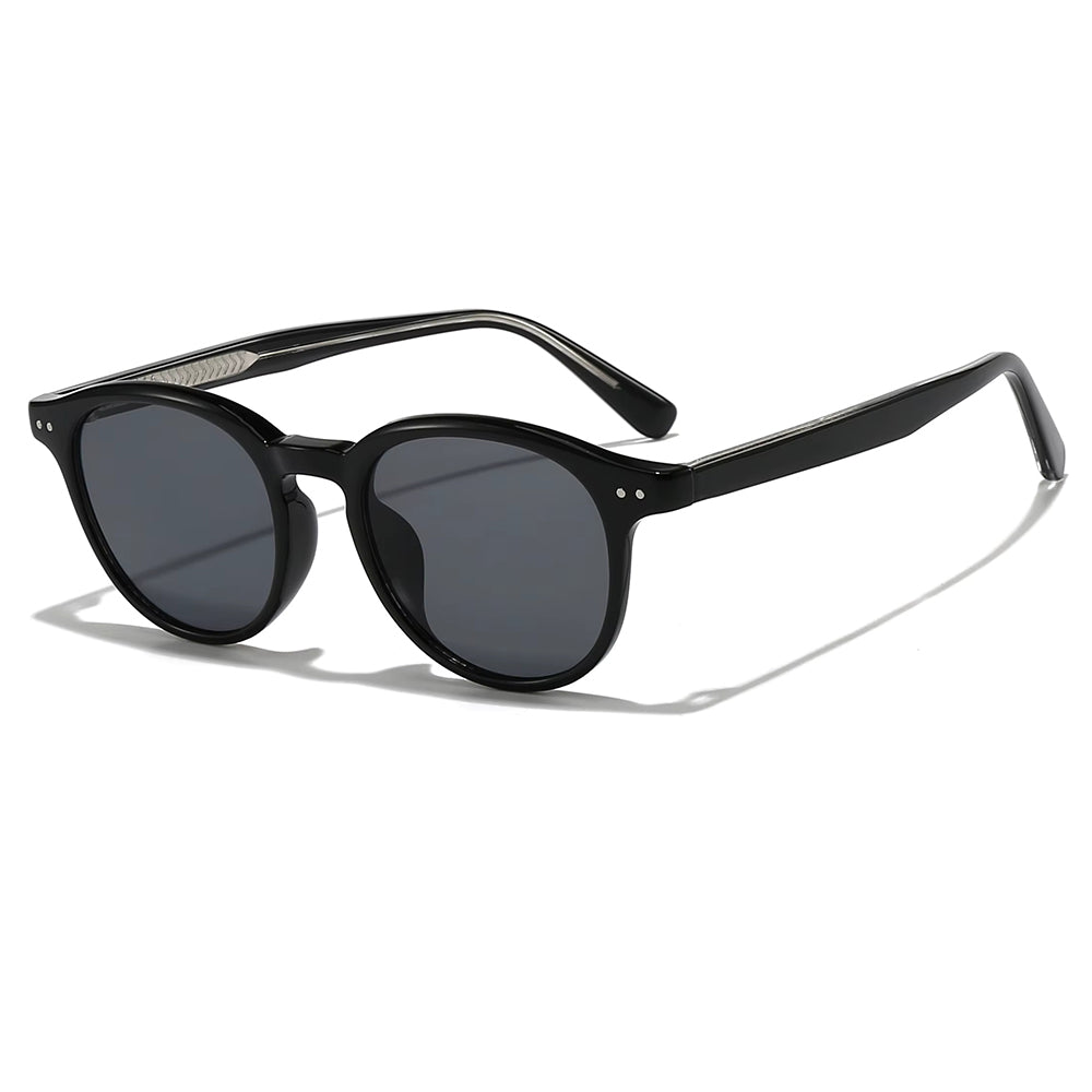 Ochelari de soare unisex rotunzi, ramă TR90, UV400 – Techsuit 99046 – Negru – imagine 7