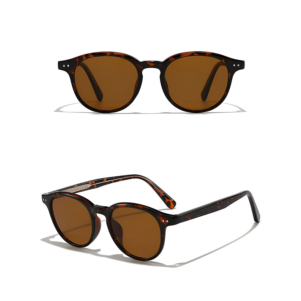 Ochelari de soare unisex rotunzi, ramă TR90, UV400 – Techsuit 99046 – Maro cu model – imagine 17