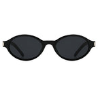 Ochelari soare femei, ramă ovală retro, UV – Techsuit 3952 – Negru – imagine 2
