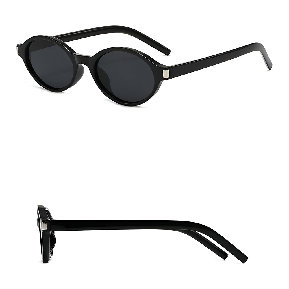 Ochelari soare femei, ramă ovală retro, UV – Techsuit 3952 – Negru – imagine 3