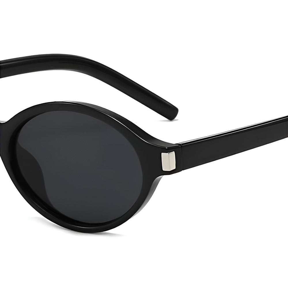 Ochelari soare femei, ramă ovală retro, UV – Techsuit 3952 – Negru – imagine 4