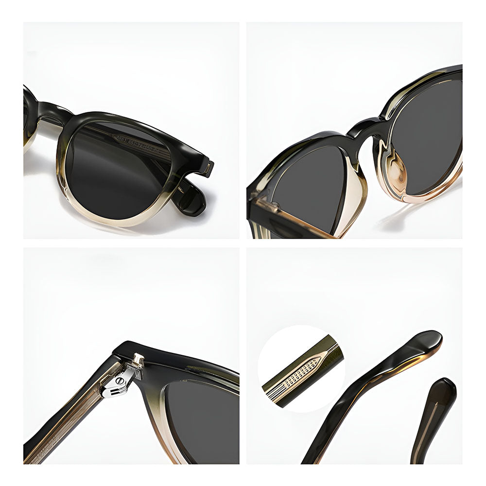 Ochelari soare polarizați bărbați, ramă rotundă – Techsuit 8663 – Maro schildpatt – imagine 6