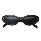 Ochelari soare femei, micro ovali negri, boho – Techsuit 77115 – Negru – imagine 2