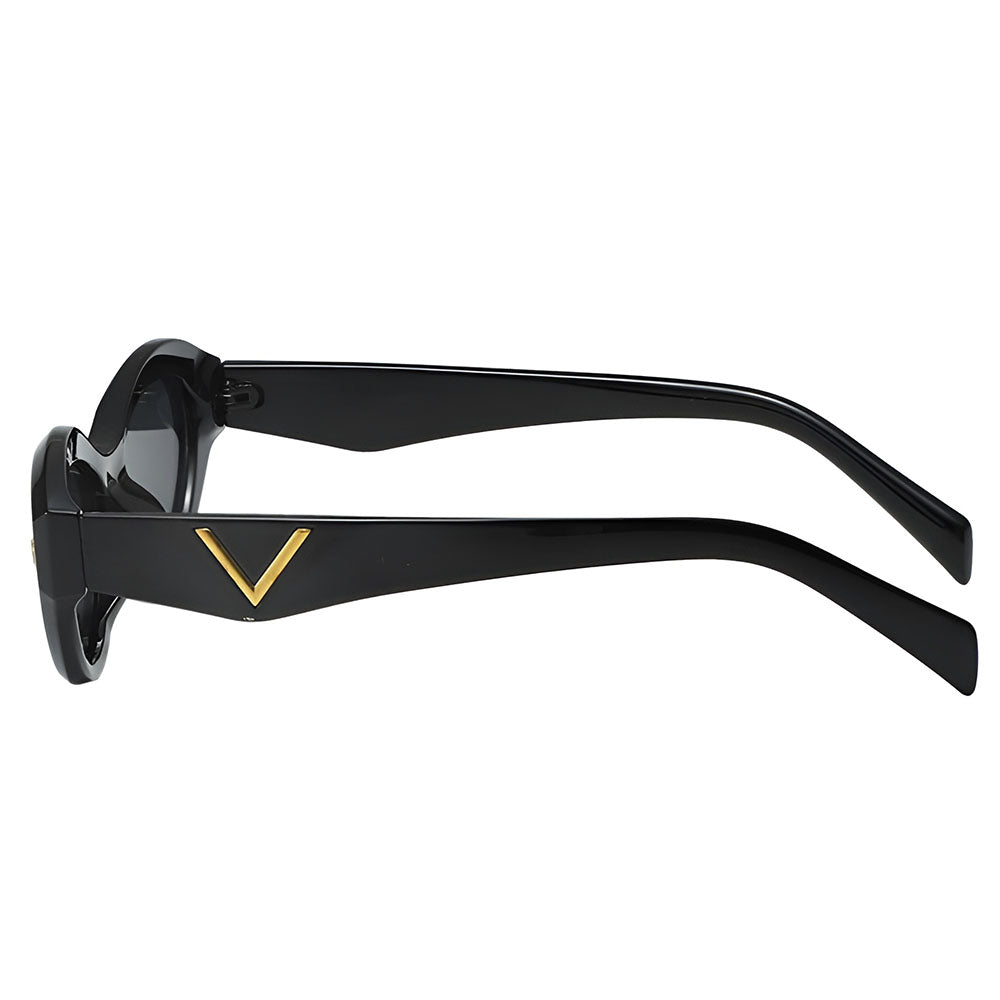 Ochelari soare femei, micro ovali negri, boho – Techsuit 77115 – Negru – imagine 3