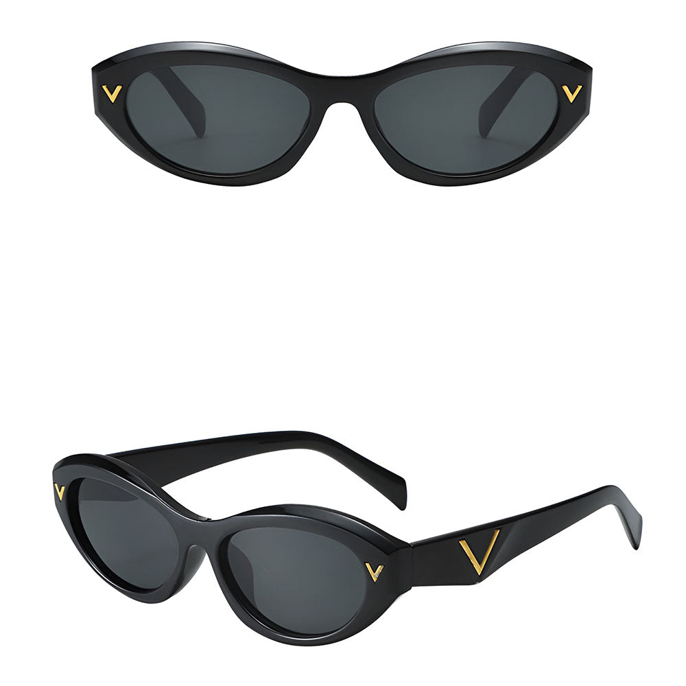 Ochelari soare femei, micro ovali negri, boho – Techsuit 77115 – Negru – imagine 4