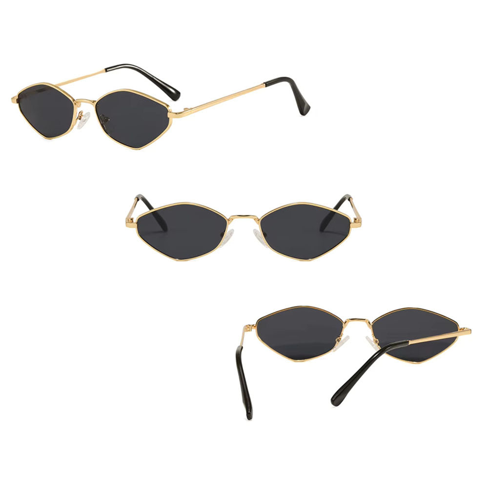 Ochelari soare femei, ramă hexagonală aurie, UV – Techsuit 6206 – Auriu / verde – imagine 3