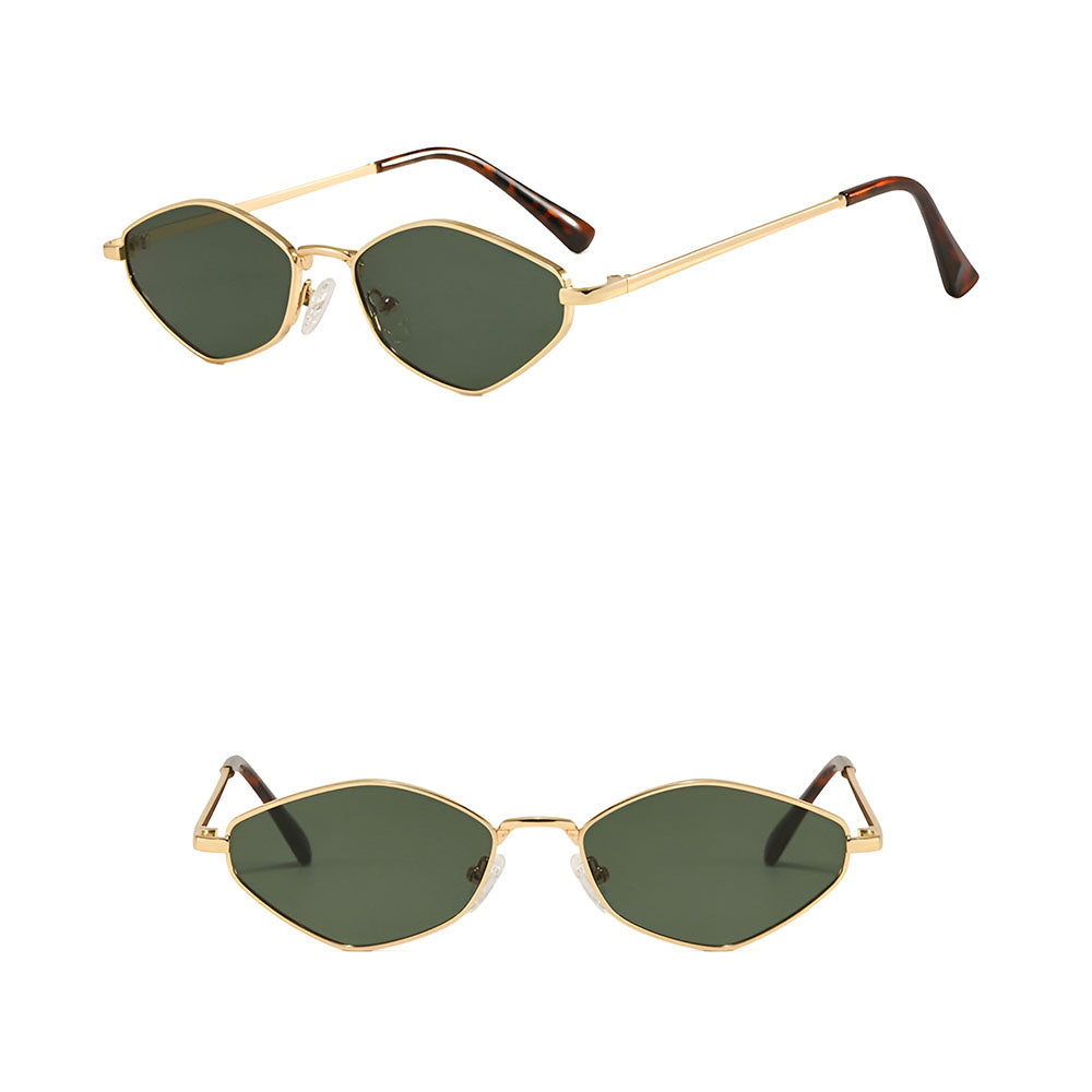 Ochelari soare femei, ramă hexagonală aurie, UV – Techsuit 6206 – Auriu / verde – imagine 5